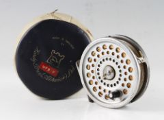 Hardy Bros Marquis 10# trout fly reel: 3.75” dia - alloy foot c/w line- reversible U shaped line