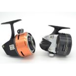 Pair of Closed Face fishing spinning reels - Abu 501 black and bronze finish – runs very smoothly;