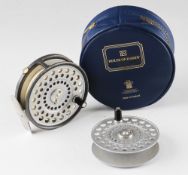 Hardy Bros “The Princess” alloy trout fly reel and spare spool (2): 3.5 inch dia - smooth alloy foot