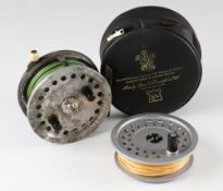 Scarce Hardy Silex Jewel fly reel (1954-1959): 4” alloy drum casting reel, twin black handles, 2x