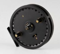 Fine J W Young & Sons “The Rapidex II” centre pin reel – 4.5” dia, model no 2450 contrasting black