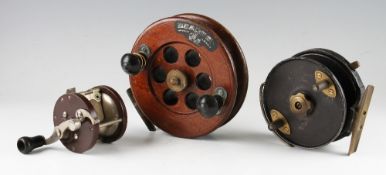 3x Sea Reels: Ogden Smiths London “The Seaos” 5” alloy big game/tope reel, with twin black composite