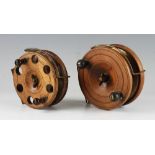 2x large Nottingham and brass star back sea reels: News of The World Prize Reel 5.5” dia with