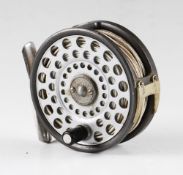 Hardy Featherweight alloy trout fly reel: with early 2 rivet L shaped line guide, 2 screw drum