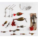 Collection of various fishing lures (10): large Allcocks High Grade Spoon Colorado Bait on the