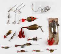Collection of various fishing lures (10): large Allcocks High Grade Spoon Colorado Bait on the