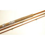 Milwards Flyranger Salmon rod – 11ft 3in 3pc split cane with agate lined butt and tip guides – re-