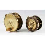 A Carter & Sons Makers London ebonite, brass and nickel silver combination fly reel:3.5” dia with