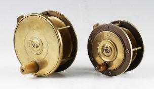 A Carter & Sons Makers London ebonite, brass and nickel silver combination fly reel:3.5” dia with