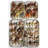 2x Wheatley alloy clip fly boxes and salmon flies - both fitted with Hardy Pat 180863 fly clips