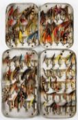 2x Wheatley alloy clip fly boxes and salmon flies - both fitted with Hardy Pat 180863 fly clips