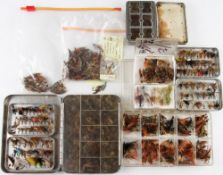 Large collection of fishing flies, To include mostly Trout flies in 4 metal fly cases, 2 plastic