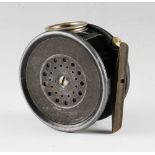 Hardy Perfect post-war alloy salmon reel: 4” dia duplicated check mechanism, black ebonite handle,