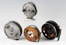 Collection of various alloy and alloy combination centre pin reels (4): to include an unnamed