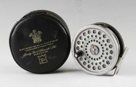 Hardy Marquis No.10 alloy fly reel: U shaped line guide, 2 screw drum latch, black handle, backplate