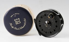 Fine J.W Young & Sons The Pridex salmon fly reel: 4” dia with twin clip on line guard – black bubble