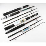 Pair of Carbon Shimano Travel Fishing Rods: Four piece Exage S.T.C. Exage Boat 3050 6’6” T.C. 30-