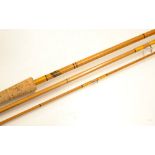 Allcocks “Lucky Strike” 10ft 6in 3pc split cane casting rod - with good makers oval decal label, red
