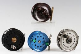 Various Fly Fishing Reels (4): To include 3.5” Milward Flycraft chrome handle and smooth foot and