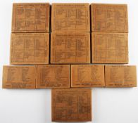 Hardy Brothers Dry and Trout Fly Boxes, Early cardboard with metal corners listing various flies and