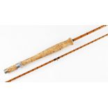 Good J.J.S Walker Bampton Alnwick split cane trout fly rod: 9ft 2pc - clear Agate lined butt and tip