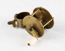 Unnamed Brass Collar winch reel: 1.75” dia – collar fitted with brass butterfly screw, curved