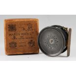 Hardy Bros Alnwick Perfect brass faced salmon fly reel c.1905 - 3.5” dia – makers Rod in Hand and