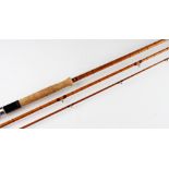 Falcon Makers Redditch “The Titan” split cane spinning rod: 12ft 3pc - red Agate lined butt and