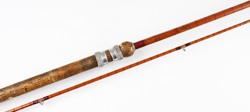 B James and Son London England “Richard Walker” Mk. IV split cane carp rod: 10ft 2in 2pc with red