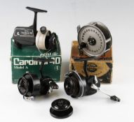 Collection of Mitchell and Abu Spinning reels (3) Mitchell 304, Mitchell Cap 314 c/w spare spool;