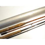 Hardy Alloy Rod Tube and 2x trout fly rods – large Hardy Bros Alloy rod tube overall 63”x 2.5”; good