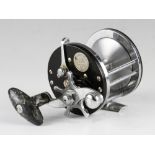 Pflueger Ohio 1978 saltwater reel, marble effect torpedo handle, ratchet and brake controls,