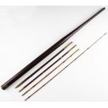 Rare Vic walking stick travel/poachers drop ring rod – 9ft 6pc comprising greenheart handle, and a