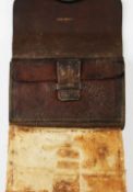 Hardy Bros Alnwick leather pigskin fly wallet – comprising parchment, cloth pages (some moth damage)