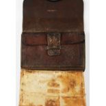 Hardy Bros Alnwick leather pigskin fly wallet – comprising parchment, cloth pages (some moth damage)