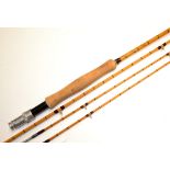 Fine Hardy Bros “The Itchen” palakona fly rod ser. no E13186 – 9ft 6in 3pc c/w spare tip – clear