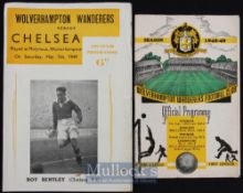 1948/49 Wolverhampton Wanderers v Chelsea official football programme 7 May 1949 at Molineux; also 4