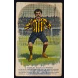 1905 Wolverhampton Wanderers colour postcard featuring goalkeeper T. Baddeley post marked with