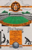 1953/54 Wolverhampton Wanderers (Championship season) v Chelsea football programme 26 September 1953