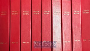 1970s/80s Manchester United ~United Review~ Football Programme Binders in red leather with gold gilt
