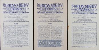 1949/50 Shrewsbury Town Midland League home football programmes to include Bradford Park Avenue,