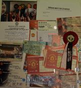 Selection of Manchester United Football Tickets to include 1999 FAC final plus Rosette, varied