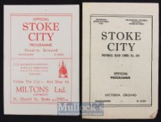 1946/47 Stoke City v Aston Villa 9 November 1946 football programme; v Grimsby Town Easter Monday