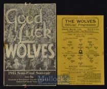 1944/45 Wolverhampton Wanderers v Bolton Wanderers football programme - Football League Cup North