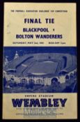 1953 FAC final match programme Blackpool v Bolton Wanderers 2 May 1953 (The Matthews Final). Fair-