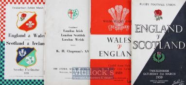 1959 Usuals and Unusual Rugby Programmes (4): Two normal matches, Wales v England at Cardiff (Dewi