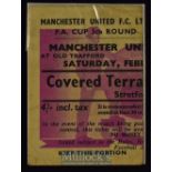 1957/58 Manchester Utd v Sheffield Wednesday FAC 5th round match ticket. Good.