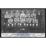 Pre-WW1 Sunderland postcard 1913 featuring the team with the players named. Fair-good, the reverse