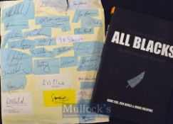 1972-3 NZ All Blacks Autographs and Book: (2): 30 signatures of the NZ tourists, including assistant