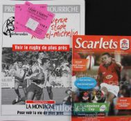 1996-2001 European Cup Rugby Programmes etc (3): Two copies of a large format 4pp issue with 2